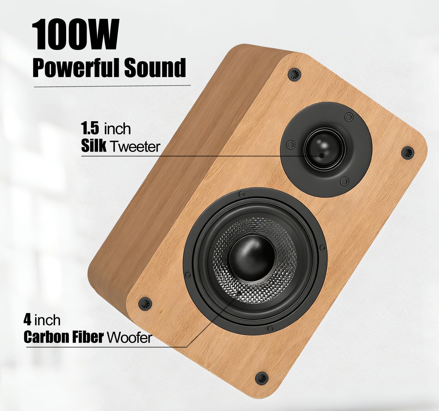 LONPOO Bluetooth Bookshelf Speakers with ARC,100W Powered Speakers Bookshelf Speaker System Optical/Coaxial/ARC/USB/AUX