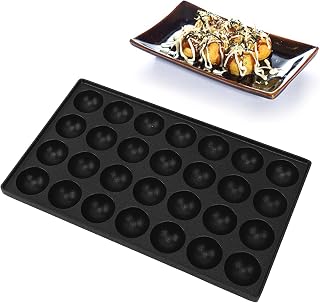 Takoyaki Pan, 28 Holes Takoyaki Maker Octopus Meatballs Baking Tray Nonstick Kitchen Frying Pan for Meat Balls Quail Eggs, 13 x 7.9in Takoyaki Maker Baking Pan