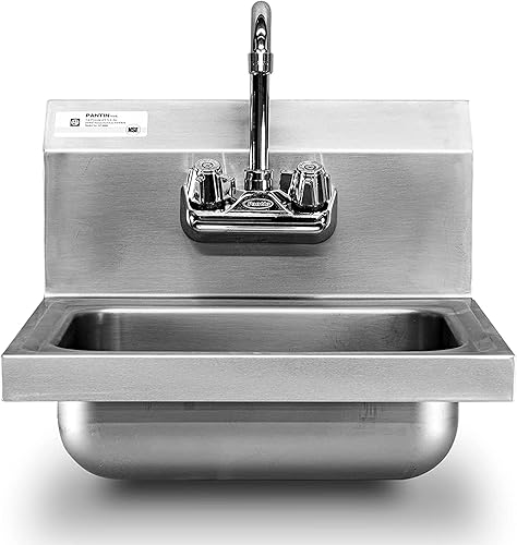 Miniatura 2 de Fregadero de mano comercial de acero inoxidable de 17 pulgadas de largo x 16 pulgadas de ancho, con grifo de cuello de cisne para restaurante, bar,