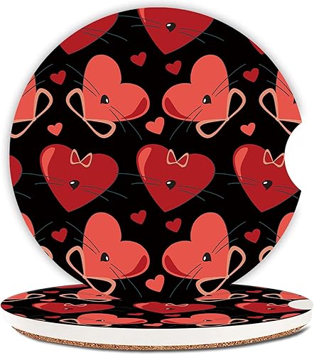 Miniatura 14 de Posavasos de automóvil para portavasos de automóvil, bonitos accesorios de automóvil para interior de mujer, 2 posavasos para automóvil, tapete de