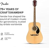 Vista 9 de Fender Guitarra acústica FA-125 Dreadnought - Paquete natural con estuche, afinador, correa, cuerdas, púas y DVD instructivo de Austin Bazaar