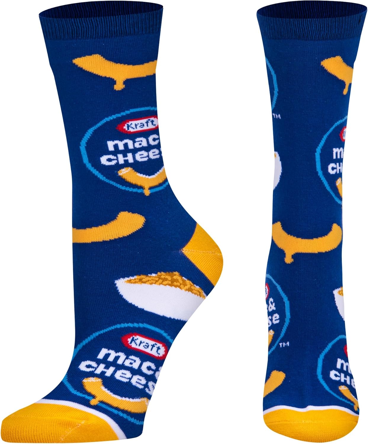Cool Socks - Kraft Mac & Cheese Crew Socks - Food Graphic Novelty Sock - Size Medium for Men, Women & Kids - Fun Pop Culture Crazy Merch - Comfy Cotton Blend - Gift for Foodies Birthdays Holidays - Image 2