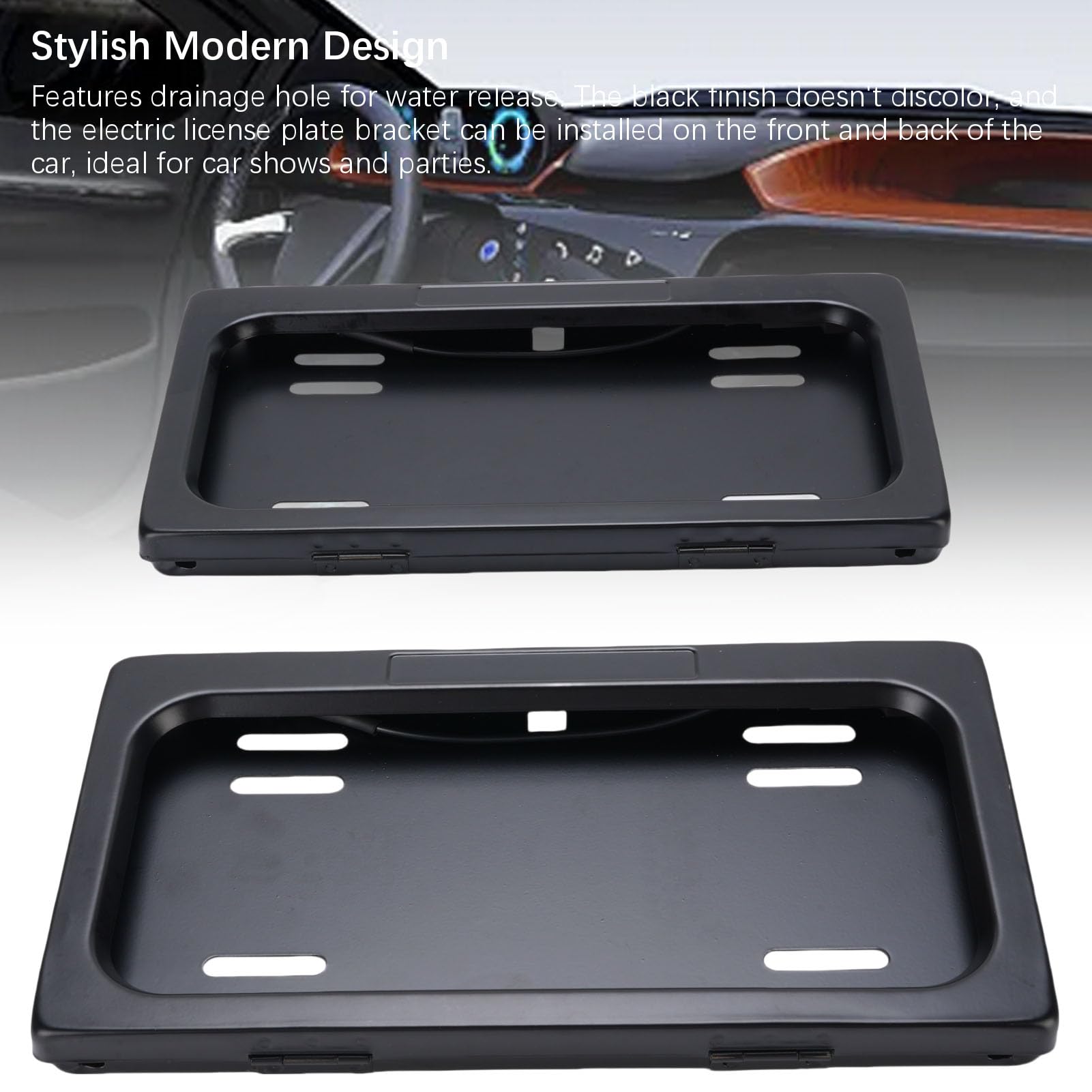 2PCS Iron Electric Ramki Tablicy Rejestracyjnej, Czarny z Przodu i Tylny Auto -tag Automatyka z Zdalnym Sterownikiem, Sprzętem do Montażu, śrubów, do Amerykańskich Pojazdów