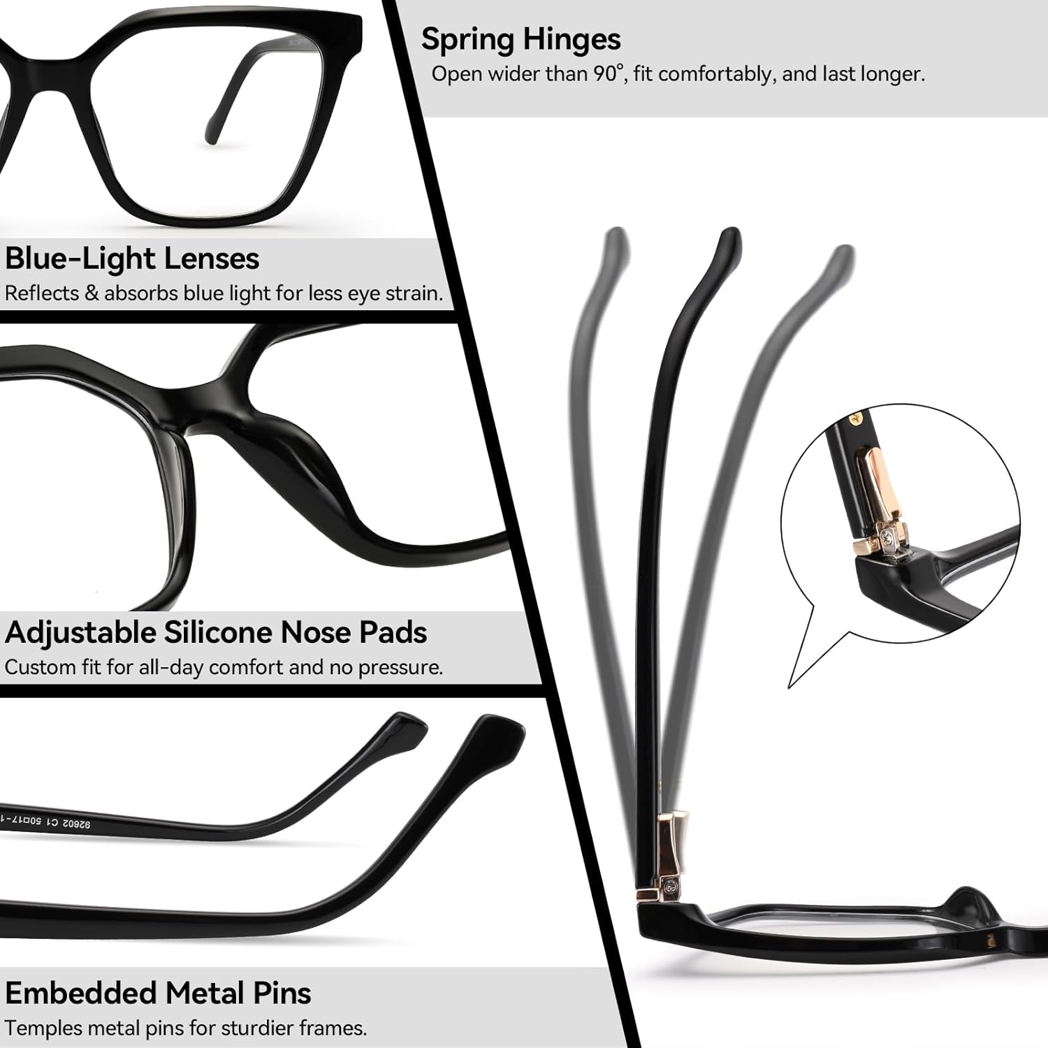 Dollger Square Blue Light Blocking Glasses for Women Oversized Cat Eye Fashion TR90 Frames Computer Gaming Eyeglasses