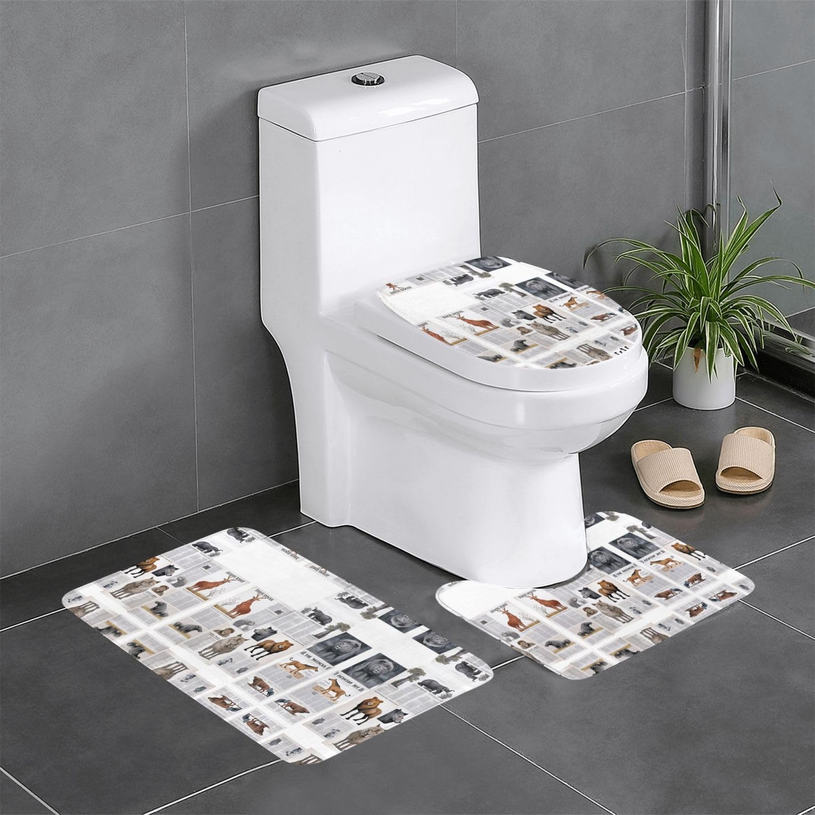 Tapis ovale et rectangulaire WHJDPP lot de 3 tapis de bain imprimés chic