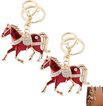 Horse Keychain with Rhinestone, 2026 Lunar New Year Horse Bag Charm, Animal Keyrings Pendant for Festival