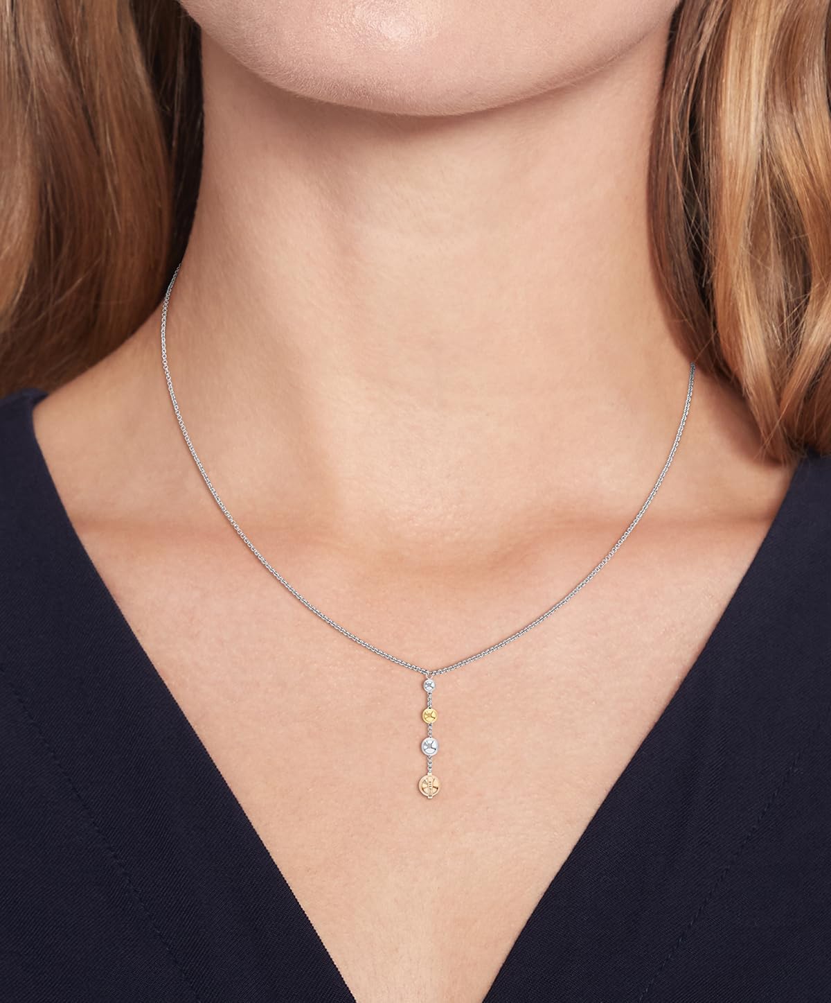 Tommy Hilfiger Women's Pendant with Chain, Stainless Steel, TRI Color, Easy to Dress Up or Keep Casual, (Model:2780819)