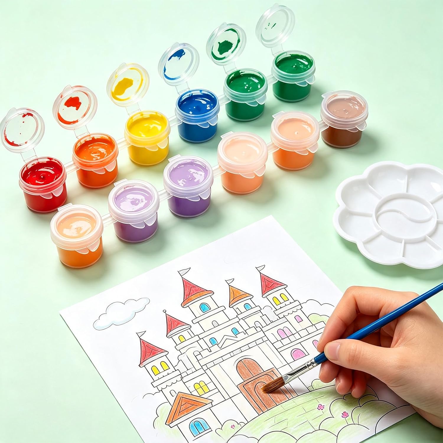 36Pcs 5ml Mini Empty Paint Pots 6 Strips Acrylic Paint Containers with Lid