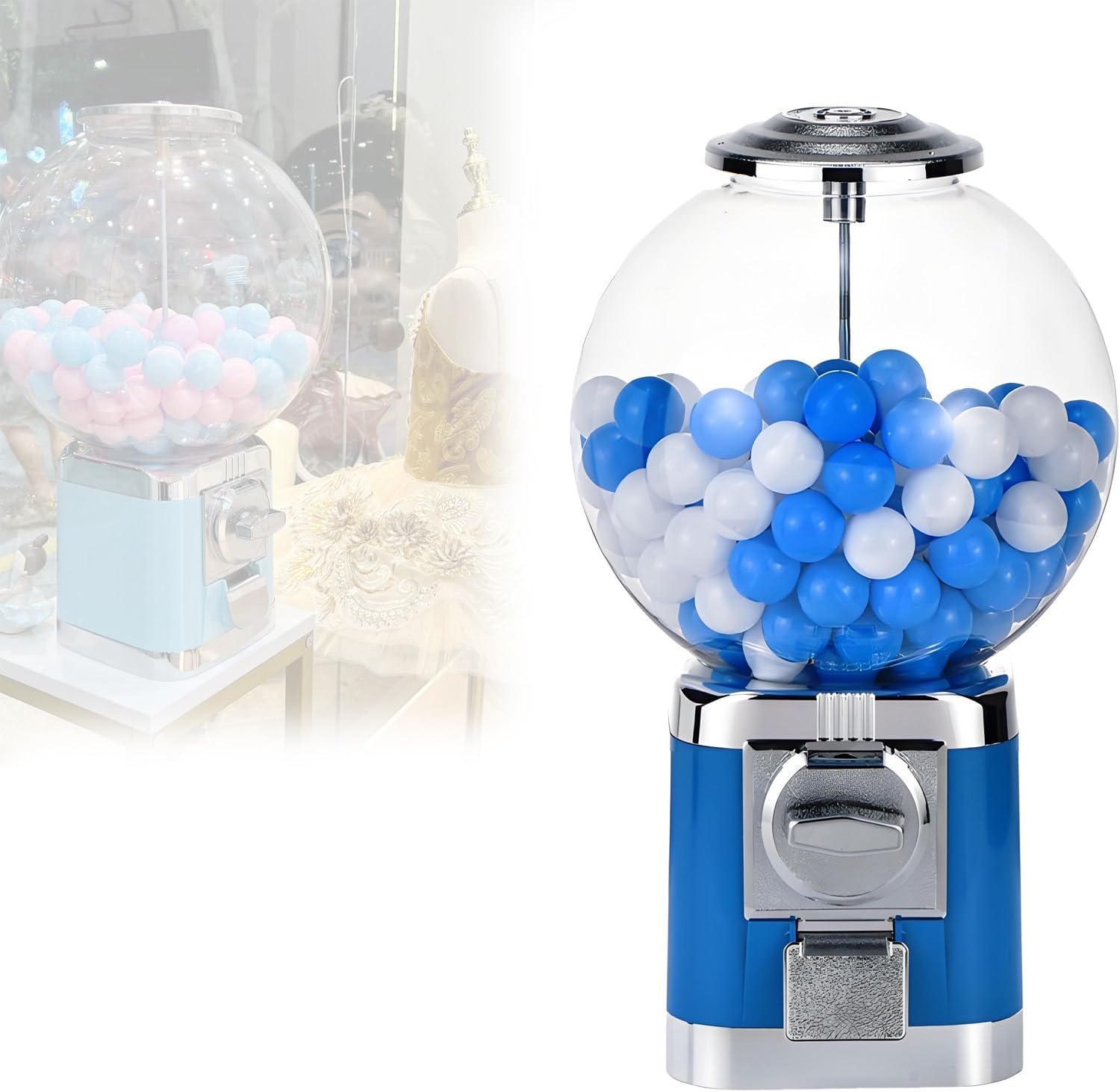 Blue Bulk Gumball Vending Machine with Key – Perfect for Shopping Malls, Centers & Retail Stores – Durable, Easy to Use, Ideal for High Traffic Locations
