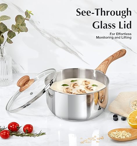 Miniatura 4 de KOCH SYSTEME CS Juego de cacerolas de acero inoxidable, 6 piezas de acero inoxidable de 1 cuarto de galón, 2 cuartos y 3 cuartos de galón con mango