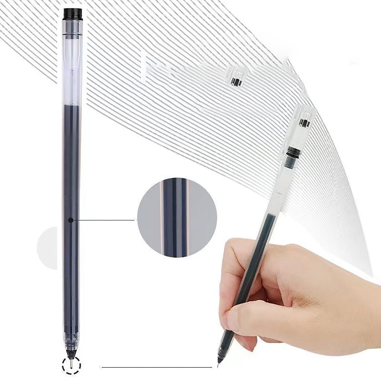 Lot de 10 stylos à encre gel, 0,5 mm, stylos à encre lisse, séchage rapide, noir