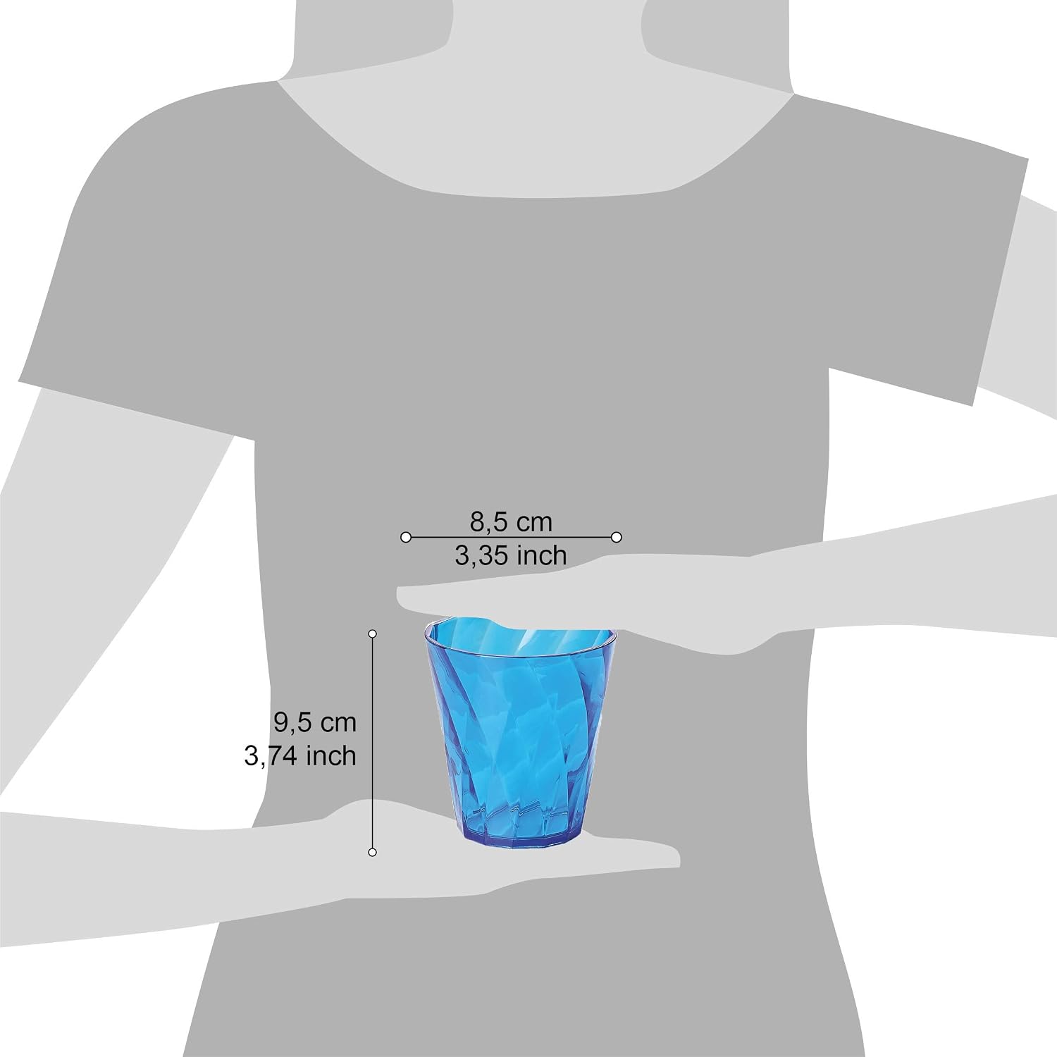 omada Design 4 Transparent Drink Glasses 11,83 fl oz Coloured, Diamond Line, Turquoise, 350ml - Image 5