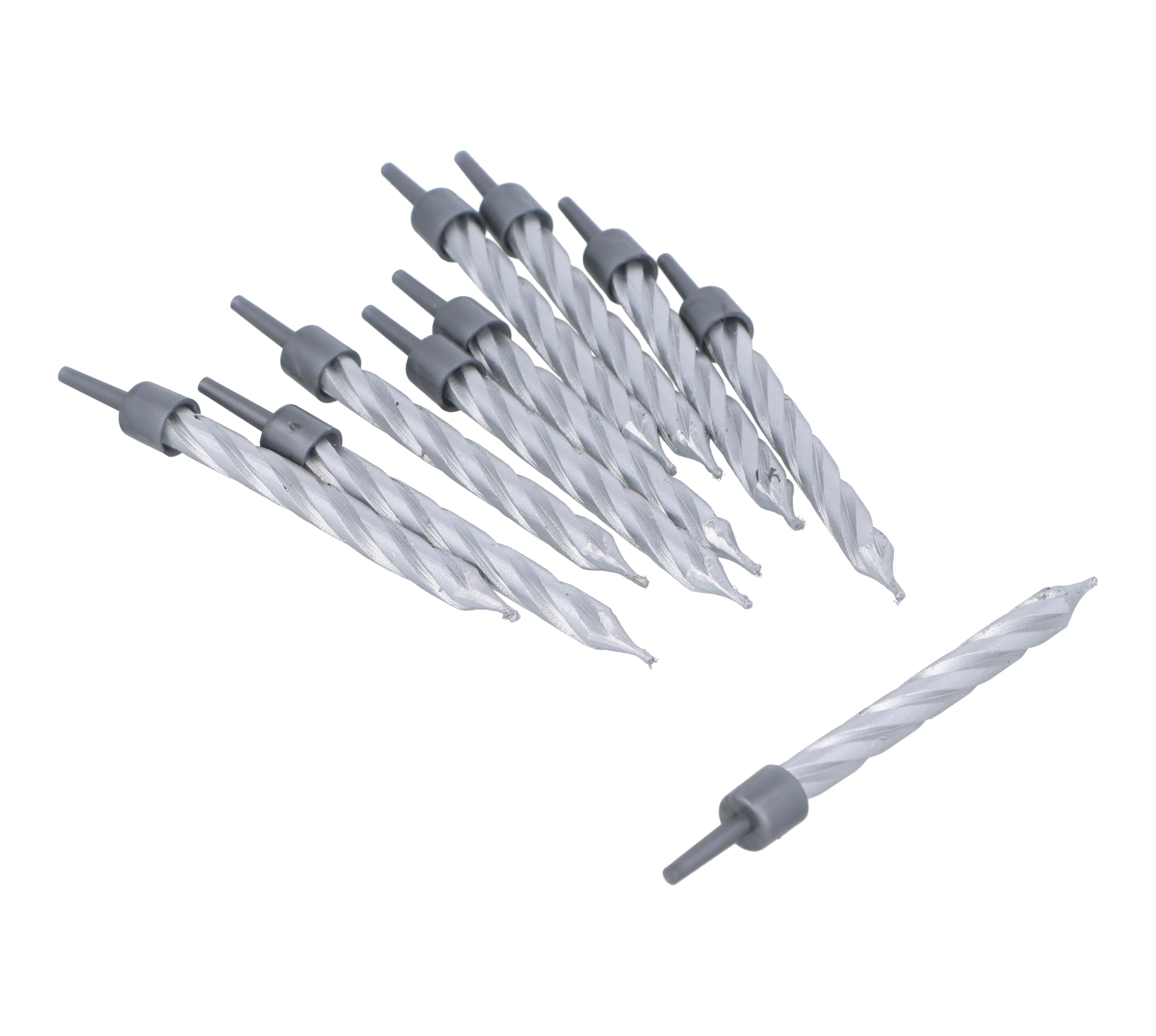 Henbrandt Pack of 10 Silver Party Candles with Candle Holders, Silver Spiral Celebration Candles for Birthday Cakes Wedding Party Baby Showers and Anniversary Decorations