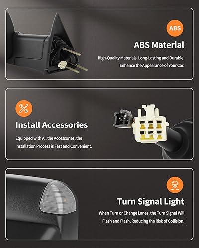 Miniatura 4 de Espejos de remolque con luz de señal de giro calefactada ajustable de potencia para Dodge 1998-2001 para Ram 1500 para Ram 2500 para Ram 3500 para