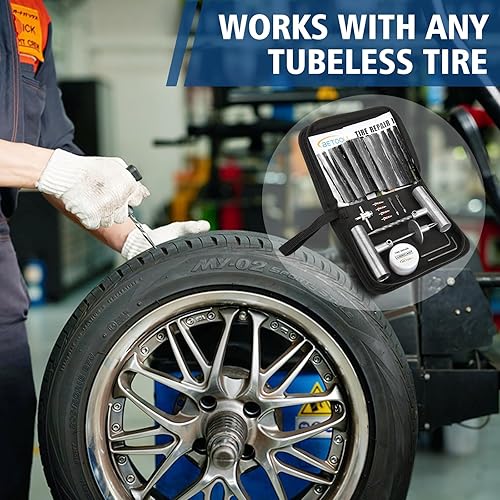 Miniatura 6 de BETOOLL Kit de reparación de neumáticos, kit de tapones para neumáticos con tapones para automóvil, motocicleta, Jeep, RV, ATV, SUV, camión,