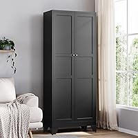 Vista 16 de Yizosh Armario de almacenamiento de metal con 2 puertas y 4 estantes ajustables, 61 pulgadas, color blanco, despensa de cocina, 5 niveles de alto