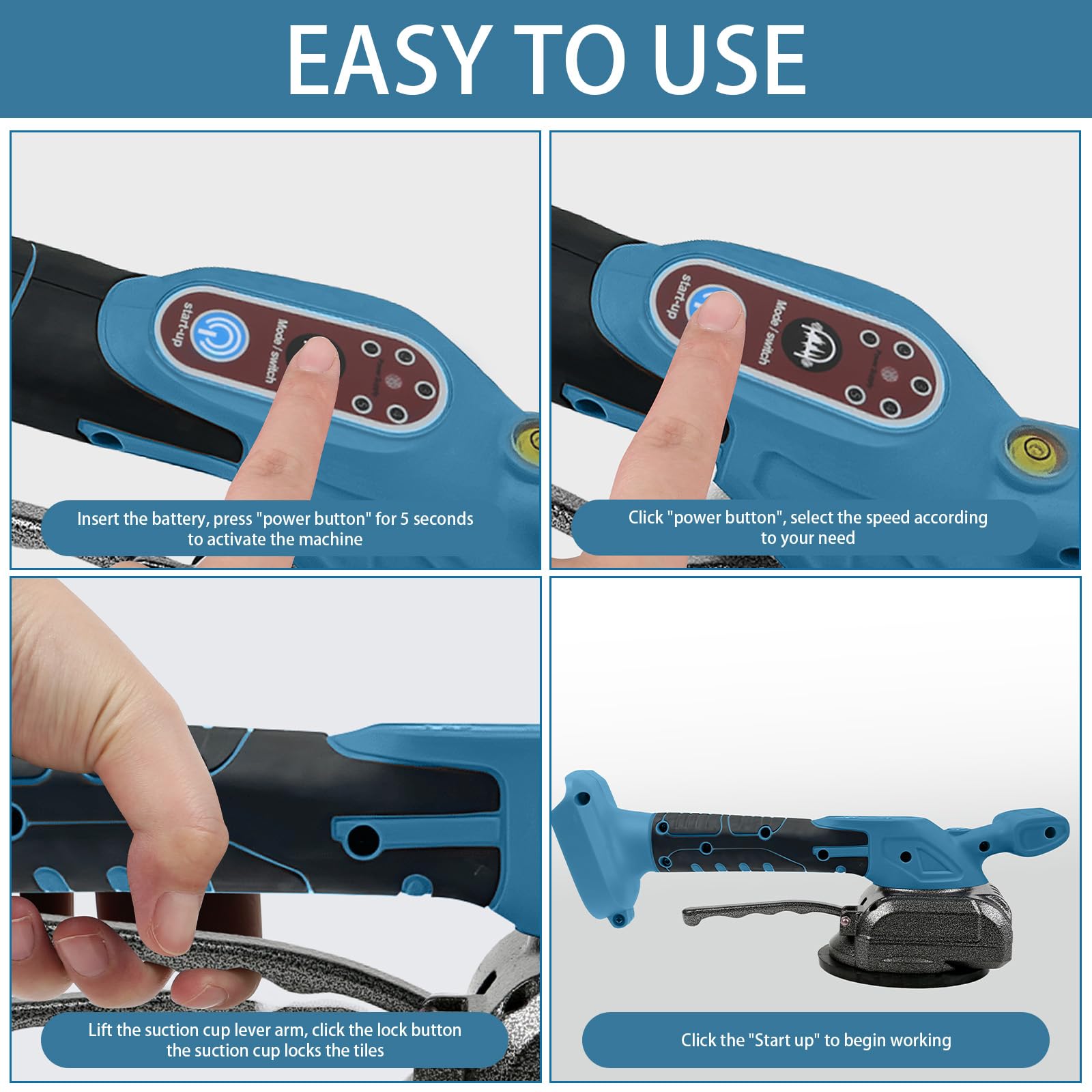 Machine vibrante pour Makita 18 V - Ventouse de 4,7" - 5 vitesses - Vitesse réglable - Capacité de 60 kg - Convient pour 39 x 39" et moins