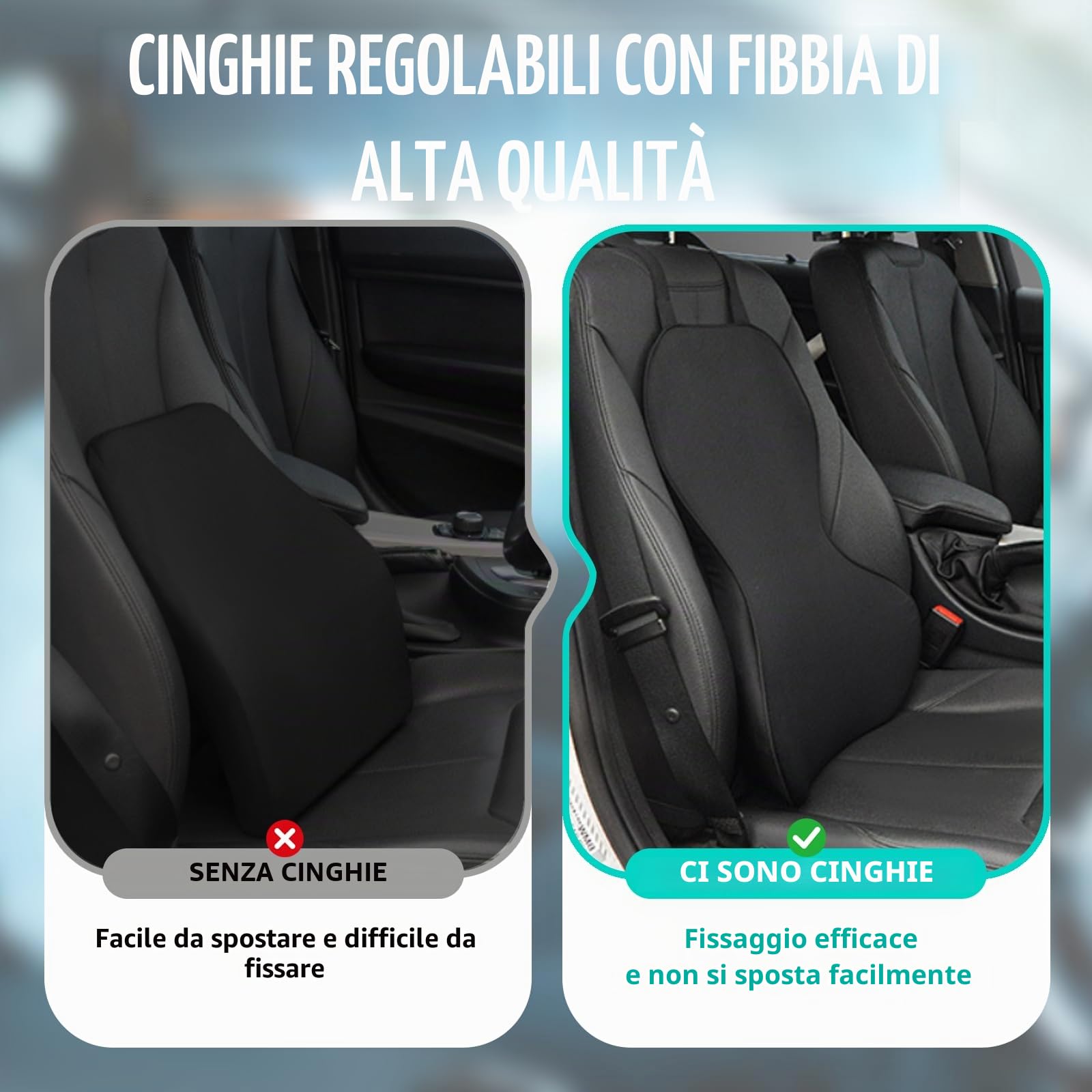 Cuscino lombare in memory foam, cuscino posteriore per sedili auto, supporto lombare per conducente (A)