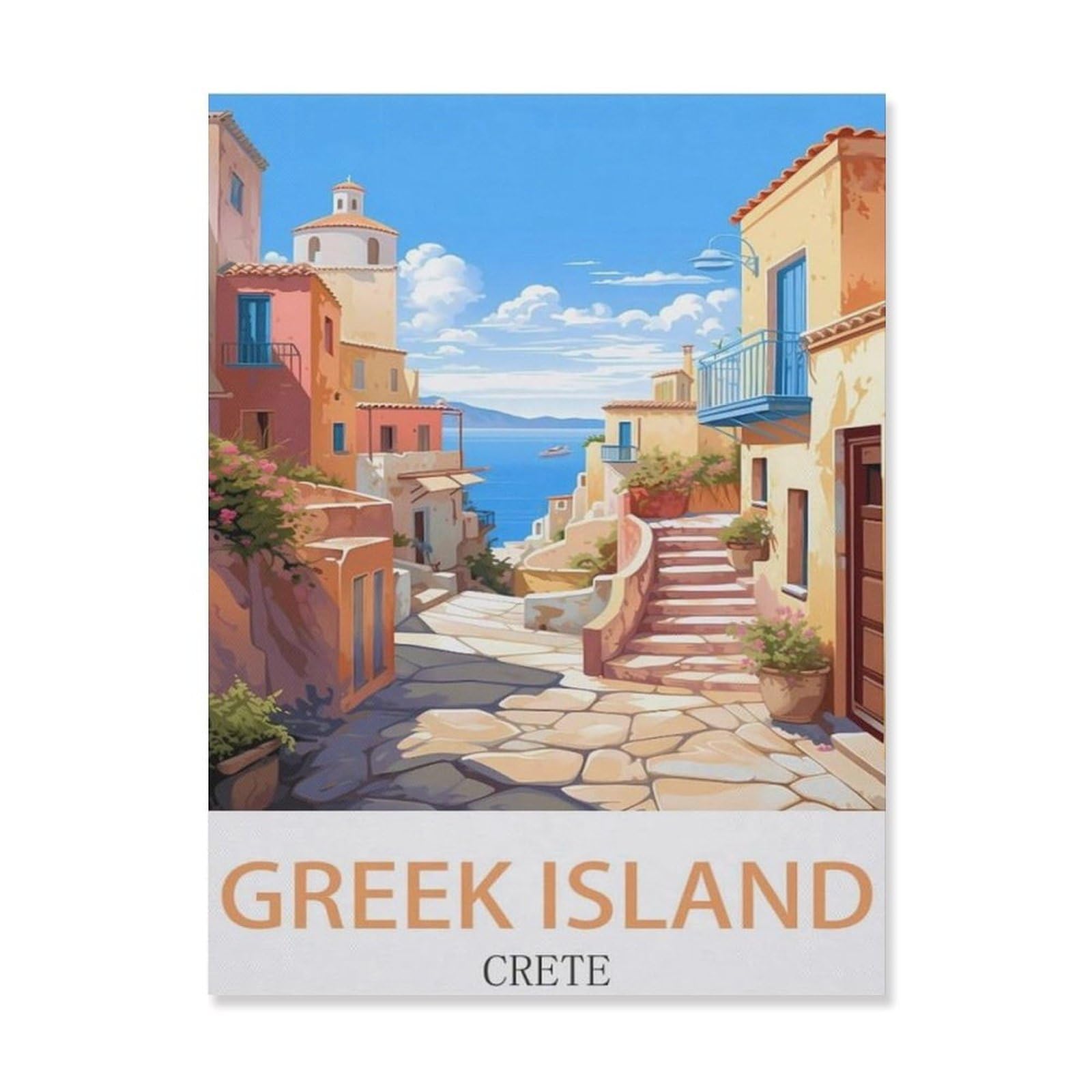 Funny Bathroom Wall Decor Signs，Greek Island Crete(15x30cm）