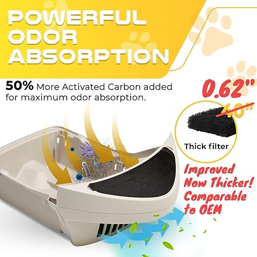 Vista 3 de Biodefensor Paquete de 8 filtros de carbono verdadero compatibles con Litter-Robot 3, fabricados en Estados Unidos, carbón más grueso mejorado