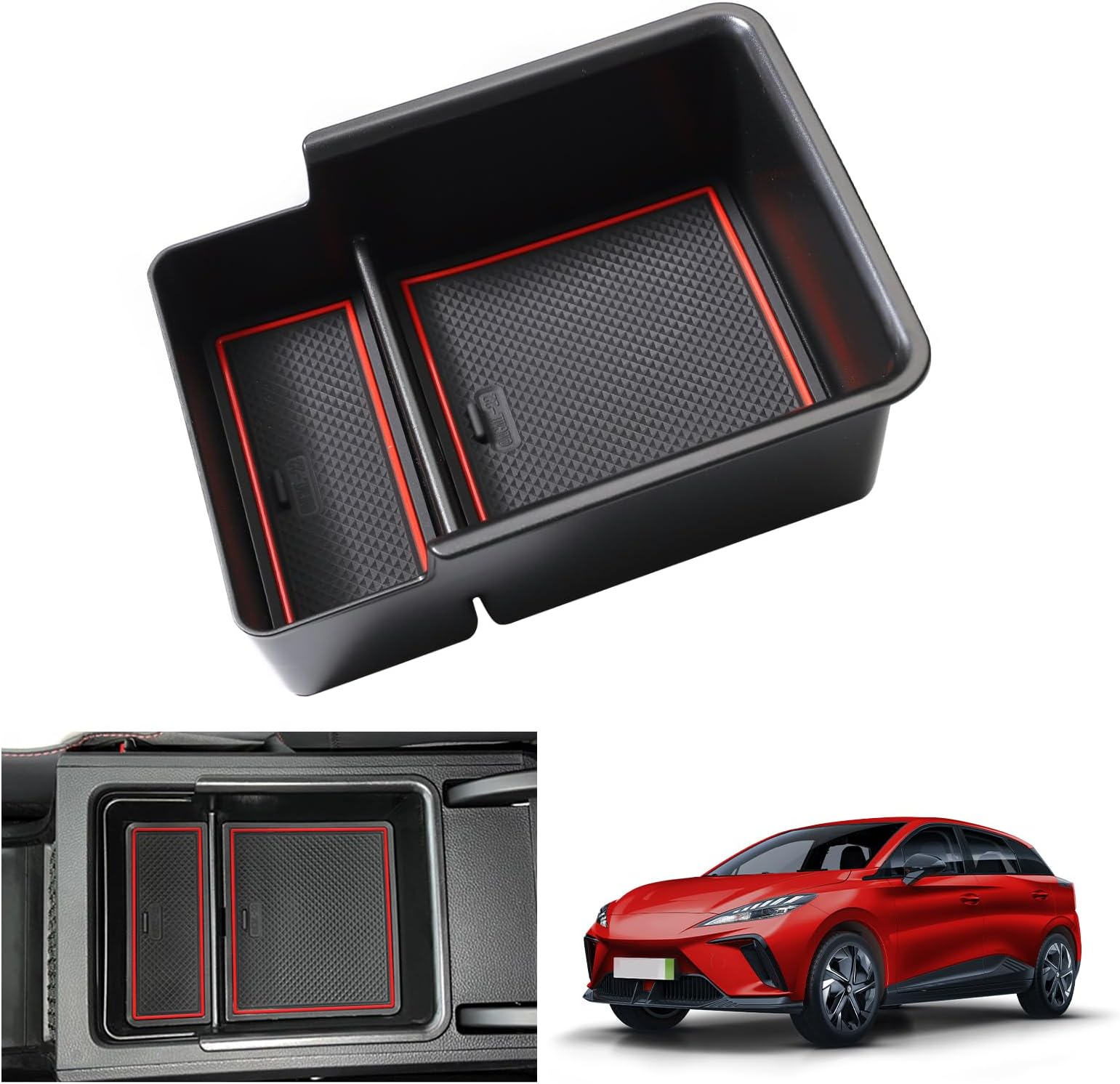 GAFATMG 4 EV MG4 Electric 2022 2023 2024 Centre Console Storage Box, MG 4 2023 Armrest Organiser Tray Glove Box, MG4 EV Accessories (Red)