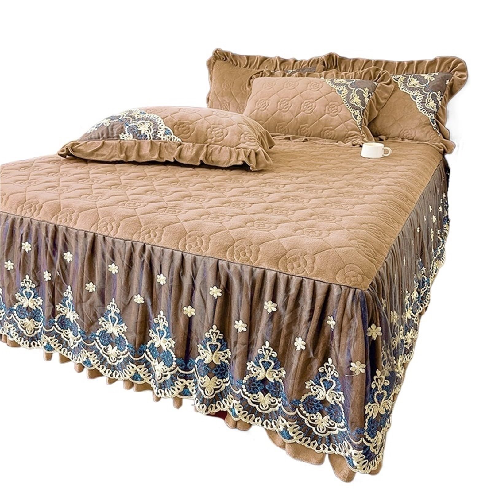 Couvre-lit matelassé en velours de lait Coffee Queen King