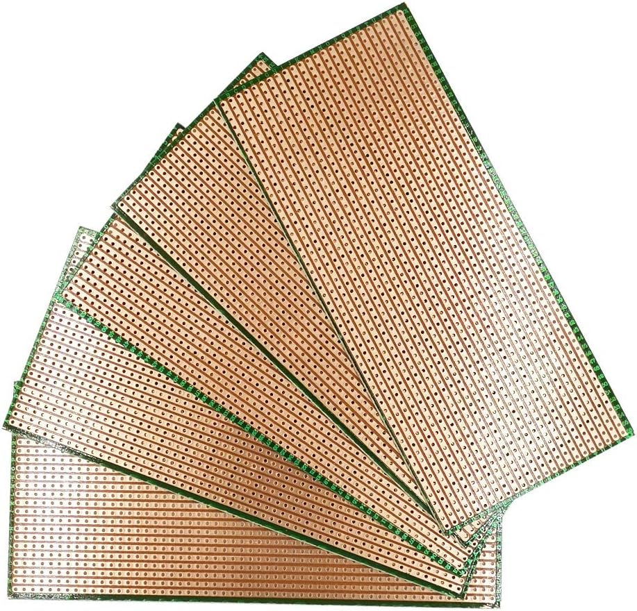 YUNGUI 6.5 X 14.5cm Veroboard Stripboard,5 Pieces DIY Weld Prototype Copper Strip Board Circuit Board for Soldering and Electronic Project Compatible with Arduino Kits