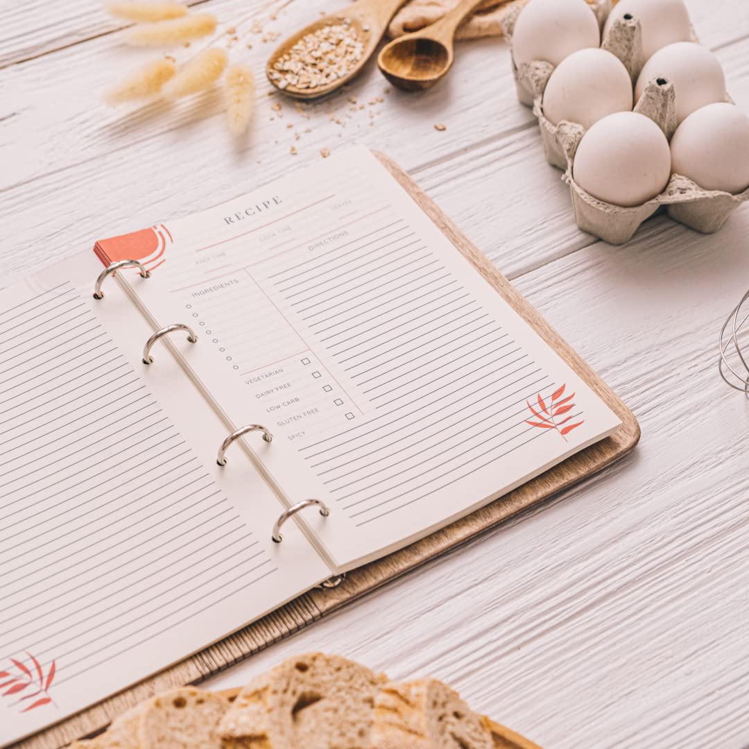ENJOY THE WOOD Wooden Blank Recipe Book Binder - Personalized Recipe Notebook - Family Cookbook Journal Custom Sketchbook To Write In Organizer by Enjoy The Wood (Small (A6), Tomatoes)