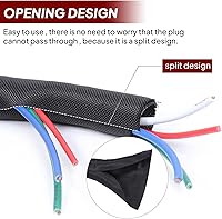 Vista 3 de Mangas trenzadas negras para organización de cables, protector de cable de telar de alambre, autoenvoltura (1/2 "-12 pies)