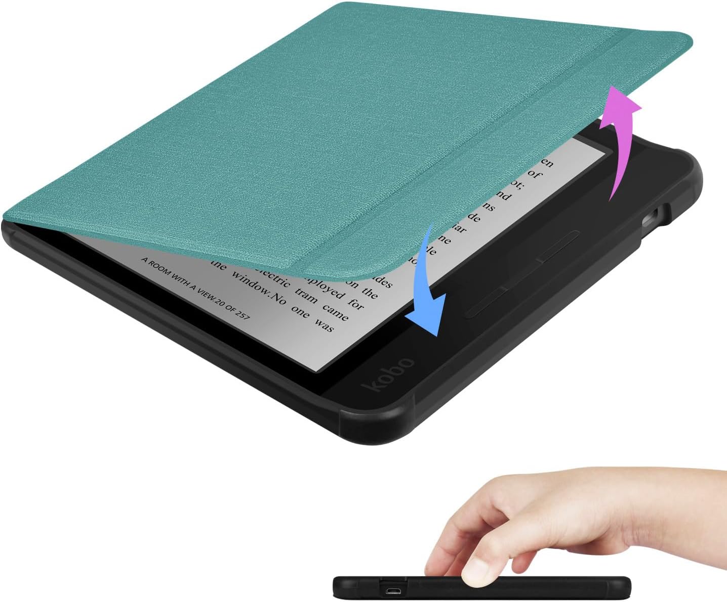 Case for 7” Kobo Libra 2 Only - Ultra Slim PU Leather Smart Cover with Auto Sleep and Wake, Premium Protective Case with Hand Strap for Kobo Libra 2 (Green)