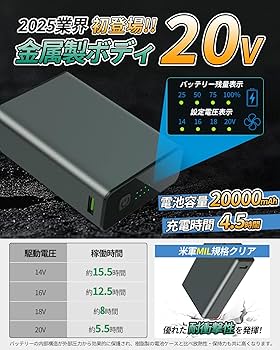 Amazon.co.jp: 【2025新登場＆20V高出力＆20000mAh大容量】空調