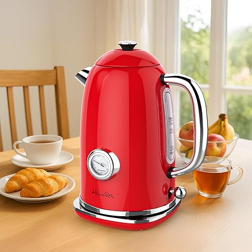 Miniatura 2 de Harriet Hervidor eléctrico, 1.8L Retro Hervidor de té eléctrico con termómetro, hervidor de agua caliente de acero inoxidable de 1500 W con