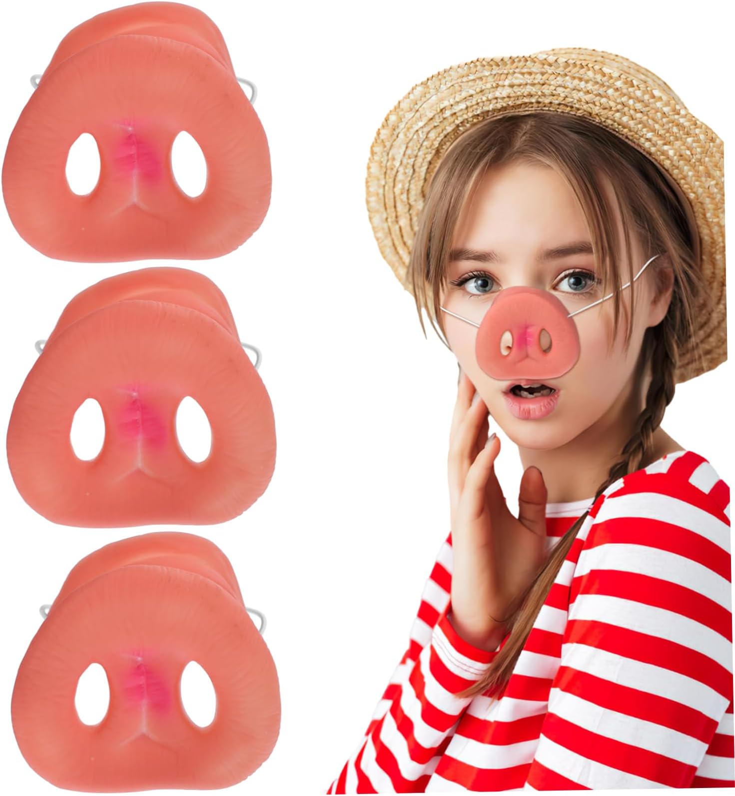 Happyyami3 Pcs Animal Vinyl Nose Chiot Pig Nose Prosthetic Cosplay Animal Nose Red Nose Pig Nose Plug Masquerade Masks Snout Wild Boar Nose Gru Nose Pigs Face Mask Oig Brands Piggy