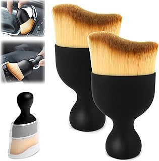 HIDRUO Woobrooch Car Interior Dust Sweeping Soft Brush, Car Cleaning Brush Interior, Car Duster Brush Car Accessories for Dashboard, AC Vents, Leather, Scratch-Free (2PCS)