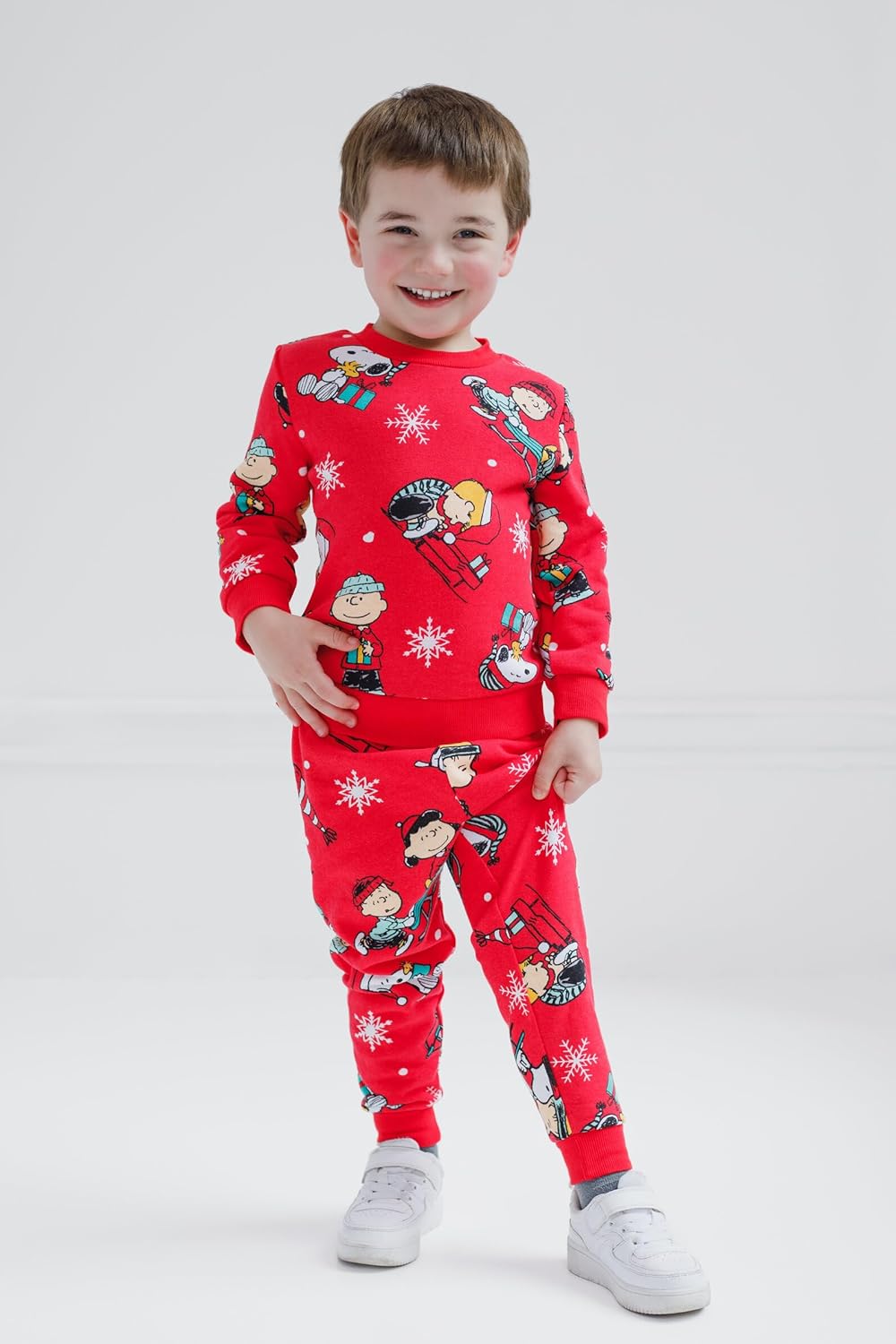 Peanuts Christmas Fleece Sweatshirt and Jogger Pants Outfit Set Newborn to Toddler Sizes (Newborn - 5T)