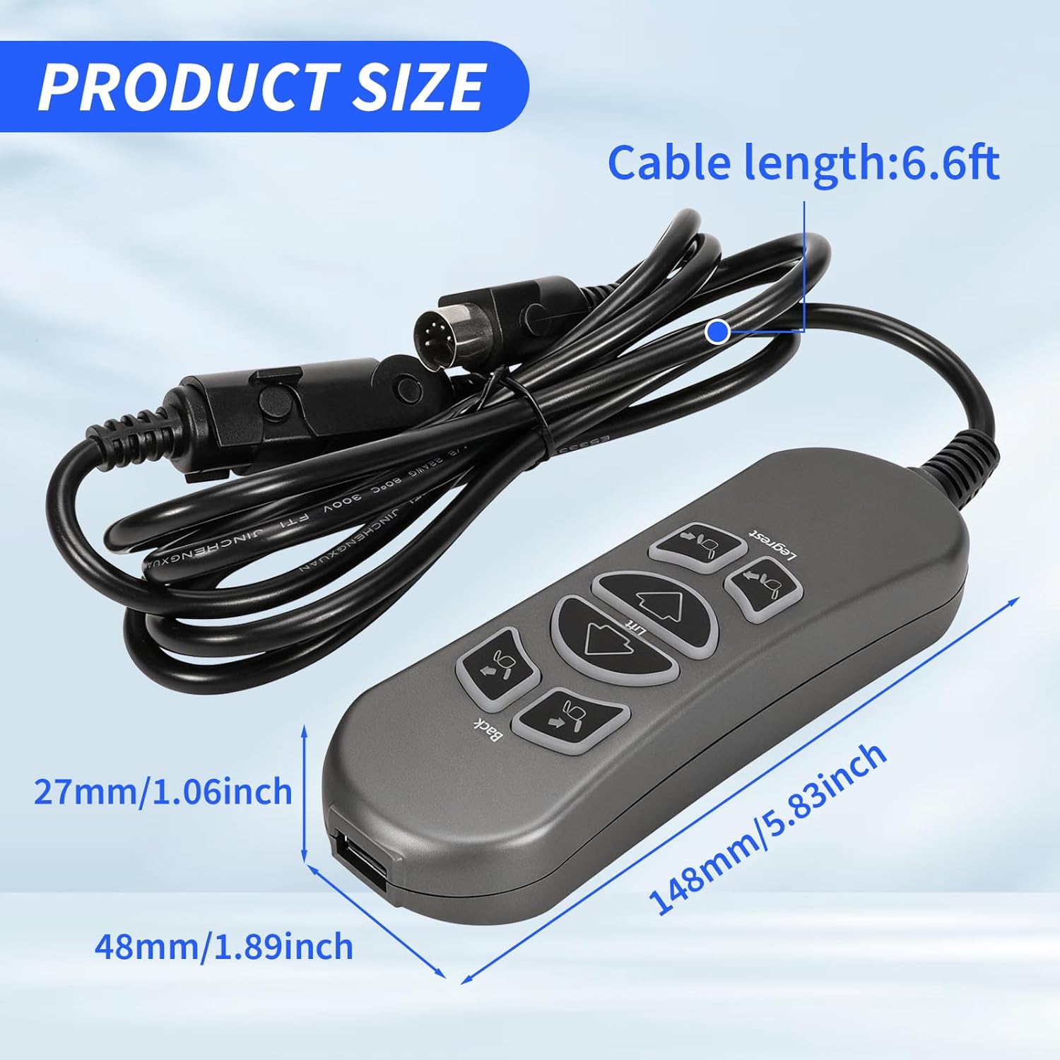 MLSK89-A2 6 Button 5 Pin Prong Remote Controller w/USB & Backlit Compatible with Catnapper Lift Chair, Electric Recliner and Sectionals, Hand Control Handset (Black) for Power Recliner