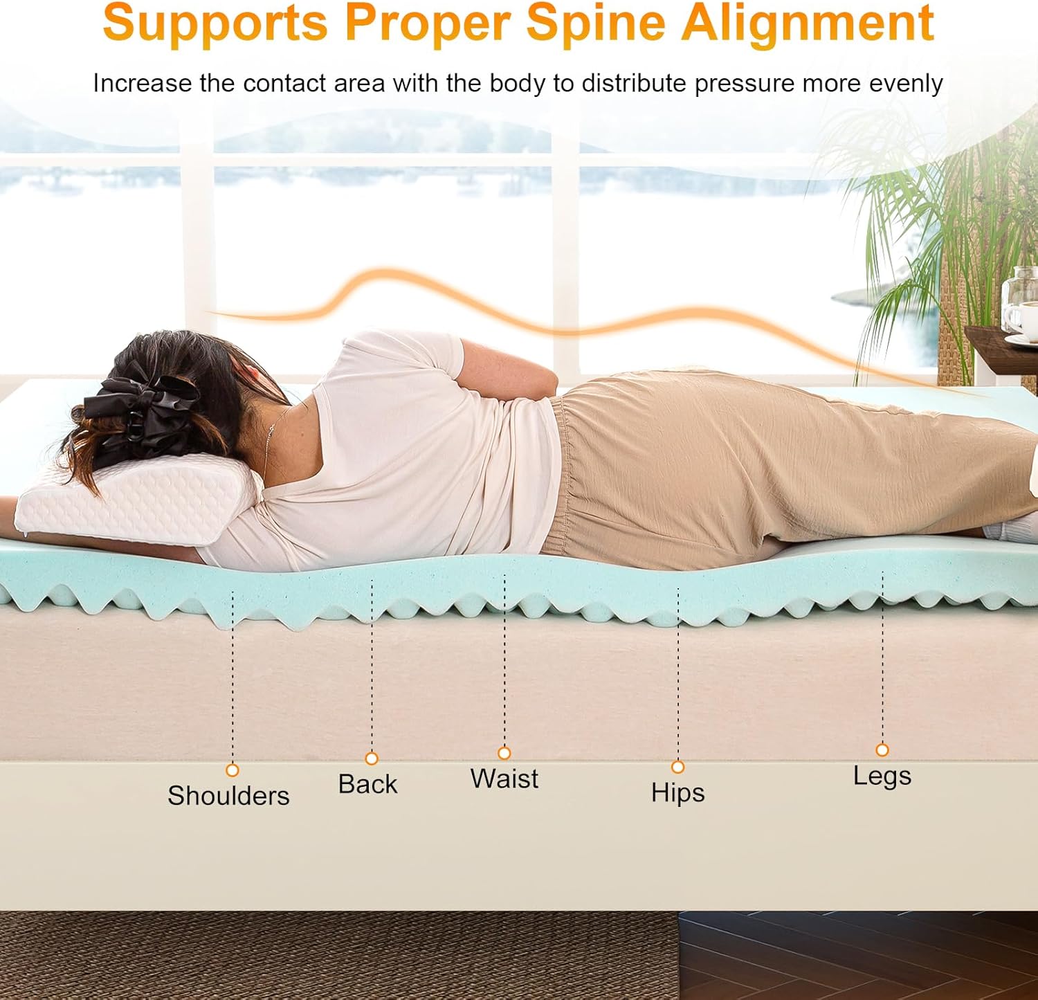 2 Inch King Mattress Topper, Cooling Gel Memory Foam Bed Topper, Egg Crate Convoluted Design for Pressure Relief & Airflow, CertiPUR-US Certified Foam Pad for Dorm, RV, Sleeping Better