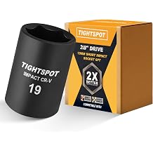 TIGHTSPOT 3/8" Drive 19mm Shallow Impact Socket, 6-Point, CRV Steel