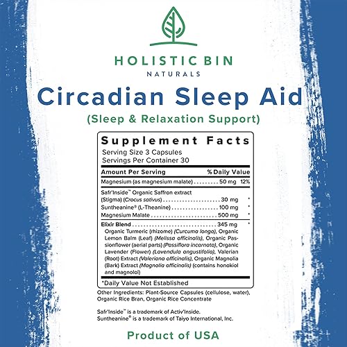 Miniatura 6 de Holistic Bin Circadian Sleep Aid | Ayudas para dormir totalmente naturales respaldadas por la ciencia para adultos | No aturdido y sin hábito que