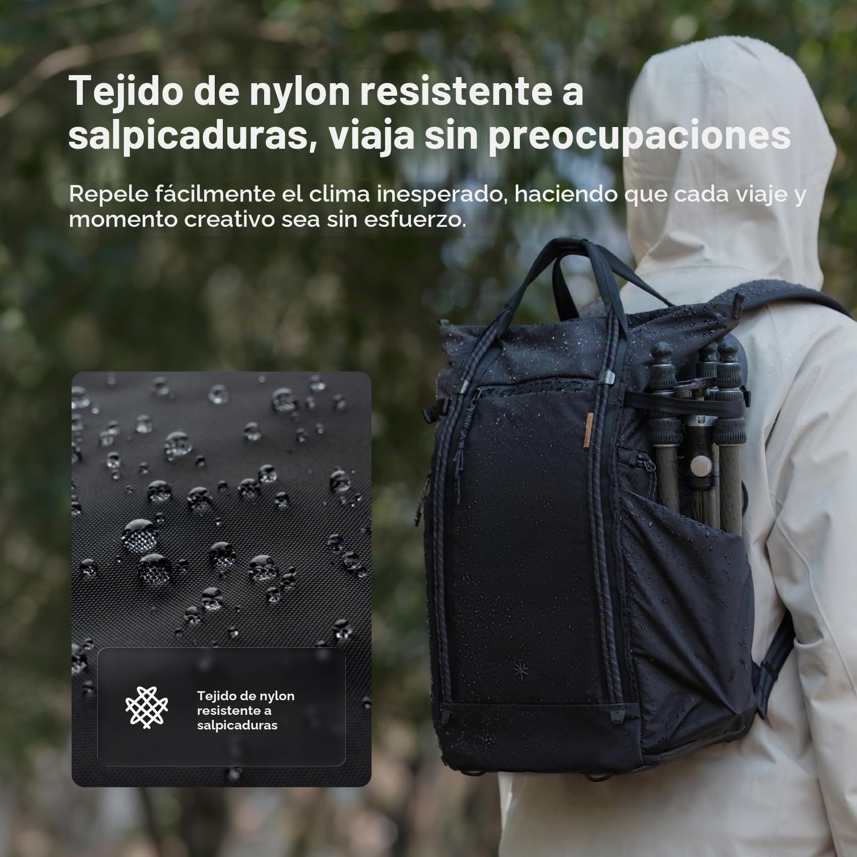 PGYTECH OneGo Roamer Mochila Fotográfica 25L, Tote Casual Repelente al Agua con Doble Transporte, para Cámaras Réflex/Mirrorless, Drone DJI Mavic, MacBook Pro 16", Soporte para Trípode (Negro)
