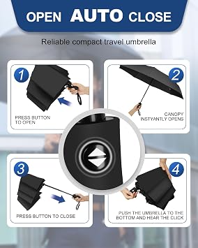 Compact Travel Umbrella, Folding Small Mini Windproof Umbrella, Lightweight Portable Parasol for Backpack Purse, Car Backpack Purse Automatic Umbrellas for Rain