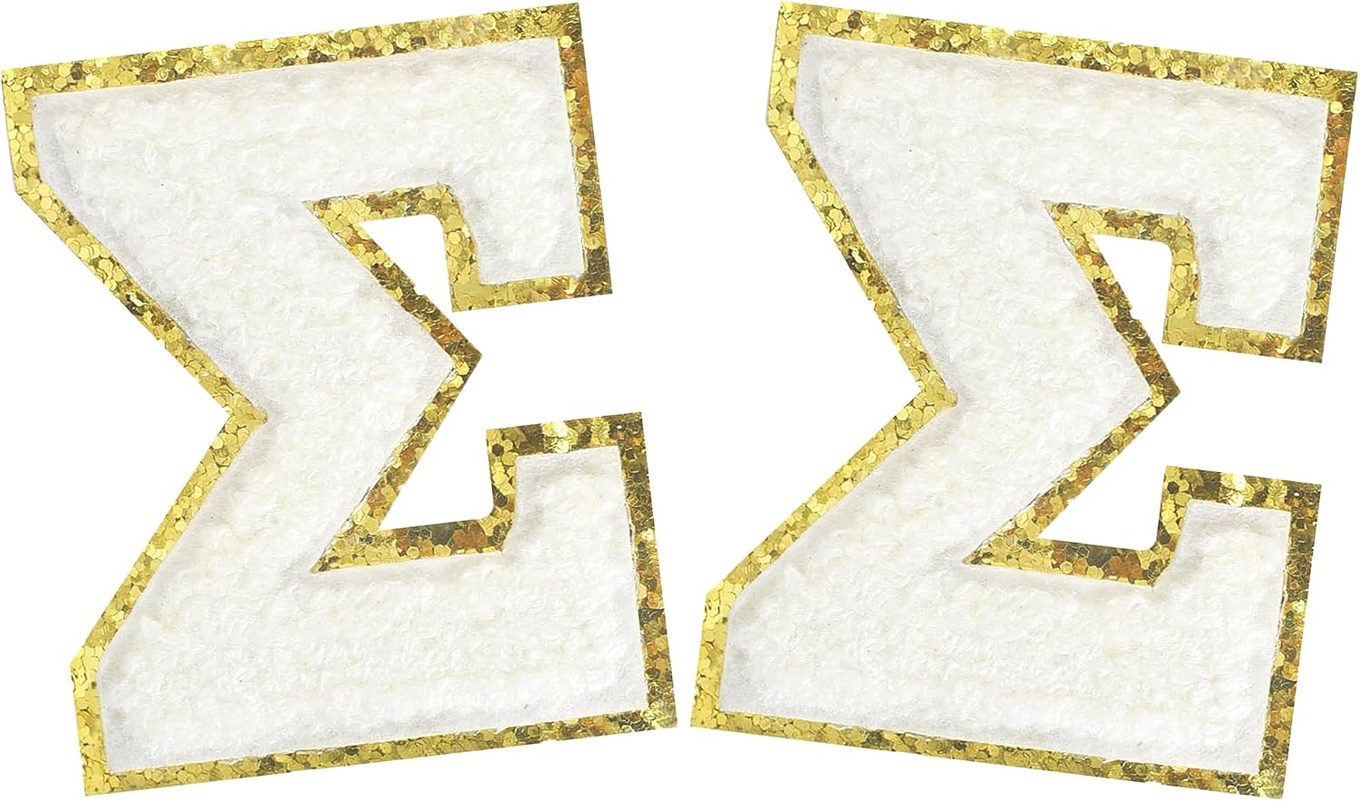 2PCS Iron on Greek Letter Patches White Chenille Greek Letter Patches Sorority Greek Patches (Omega)