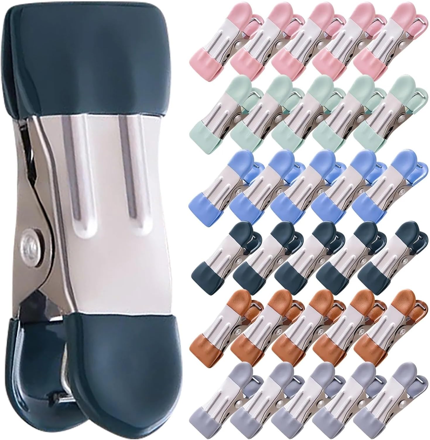 Clothes pins 100 PCS Stainless Steel Rubber Clothespins Hook Hangers