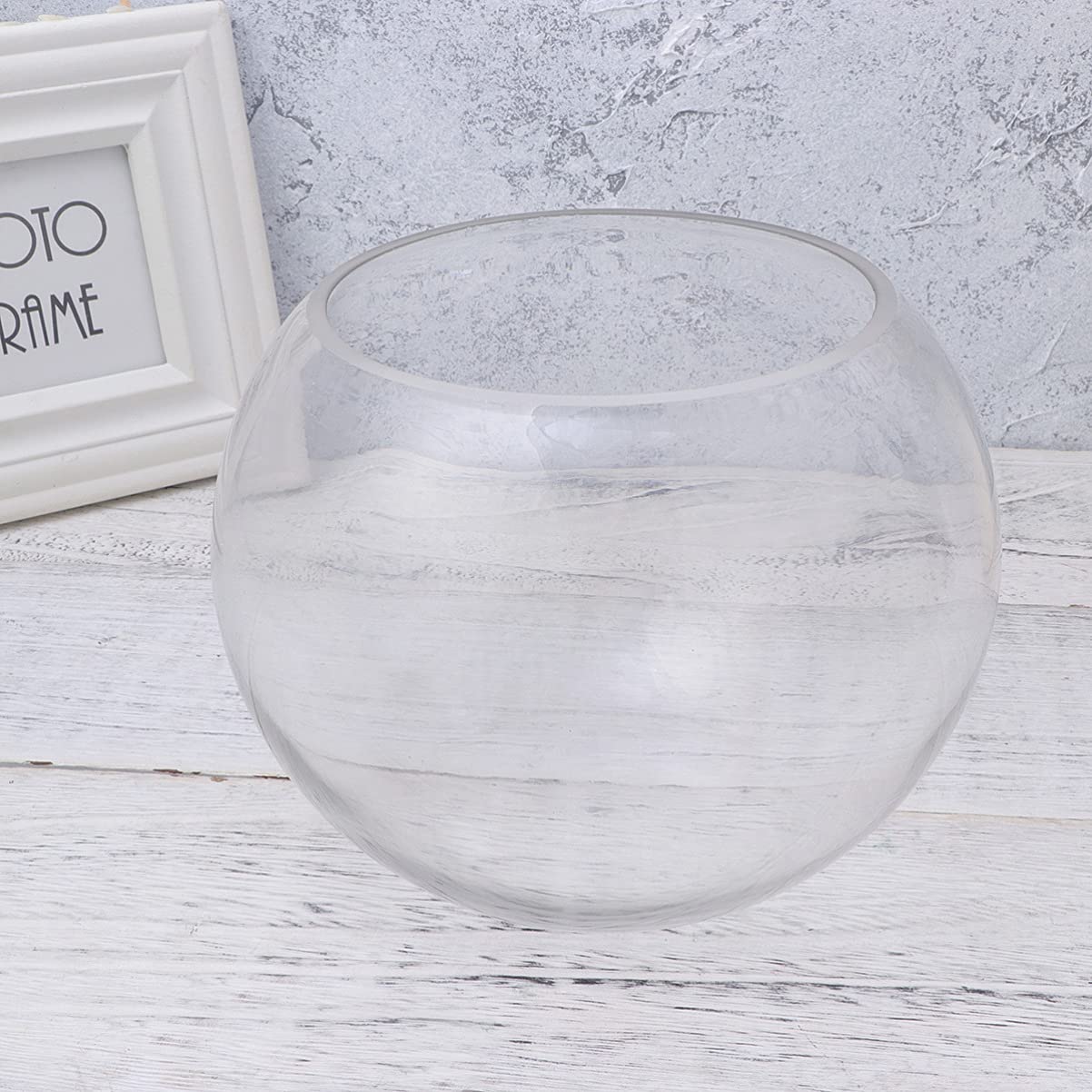 Happyyami Acuario De Cristal Pecera Redonda De 20 Cm Diseño Minimalista para Casa y Oficinas