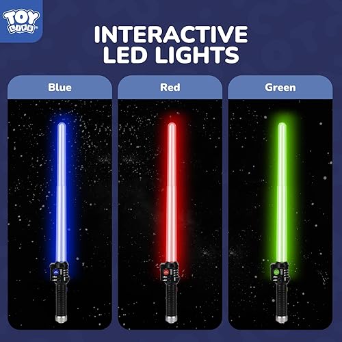 Miniatura 2 de TOY Life Sable iluminado  Paquete de 3 sables de iluminación, espada de sable de luz extensible y plegable, juego de juguetes de sable con sonido FX