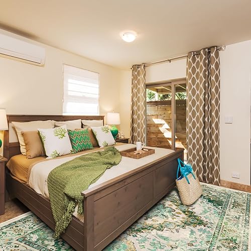 Miniatura 2 de Alfombra verde de 5 x 7 pies, lavable, bohemio, grande, antideslizante, suave, oriental vintage, para sala de estar, comedor, guardería, hogar,