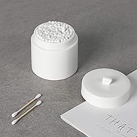 Vista 4 de LEETOYI Organizador de hisopos de algodón de cerámica con tapa, recipientes de almacenamiento para hisopos de algodón, bolas de algodón, esponjas