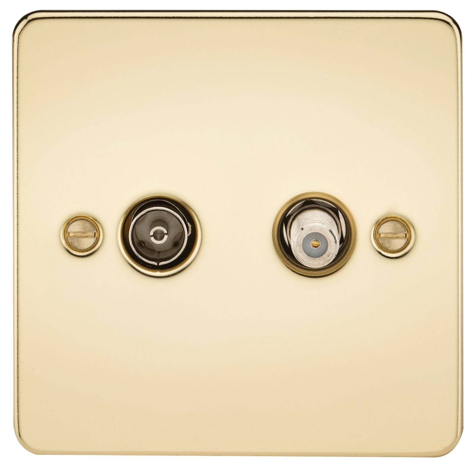 Knightsbridge FPAV0140PB Flat Plate Sat Tv Outlet (Isolated) -Polished Brass, 230 V โ image 1