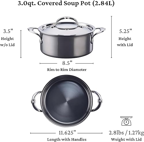 Miniatura 2 de Hestan - Colección NanoBond - Olla de sopa de titanio de acero inoxidable, compatible con placa de inducción, 3 cuartos de galón