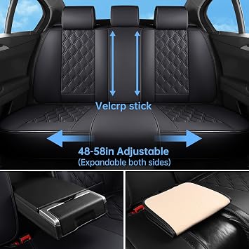 Car Seat Covers Full Set, Universal Fit Faux Leather Cushion Protector, Waterproof Non-Slip Automotive Interior Accessories for Sedans, SUVs, Trucks (Black Full Set (5 Seats))